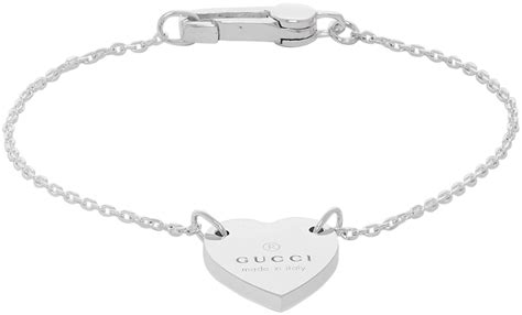 gucci gatto silver bracelet|Gucci trademark heart silver bracelet.